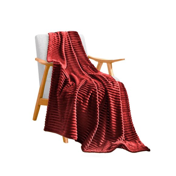SOGA Burgundy Throw Blanket – Soft Cozy Warm Blanket for Bed, Sofa & Couch - Picture 13 of 13